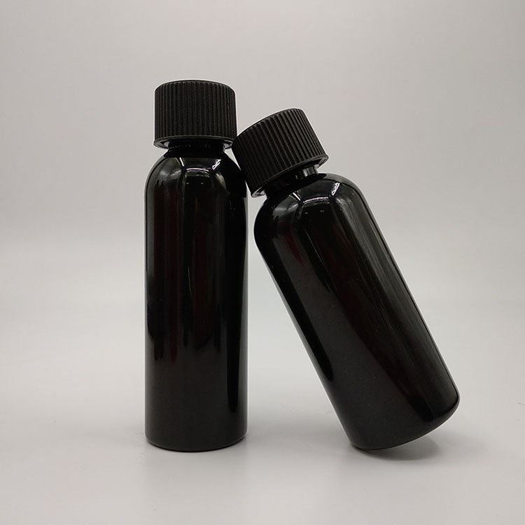 60ml 2oz Black Glossy Plastic Bottle With Screw Cap BPA Free