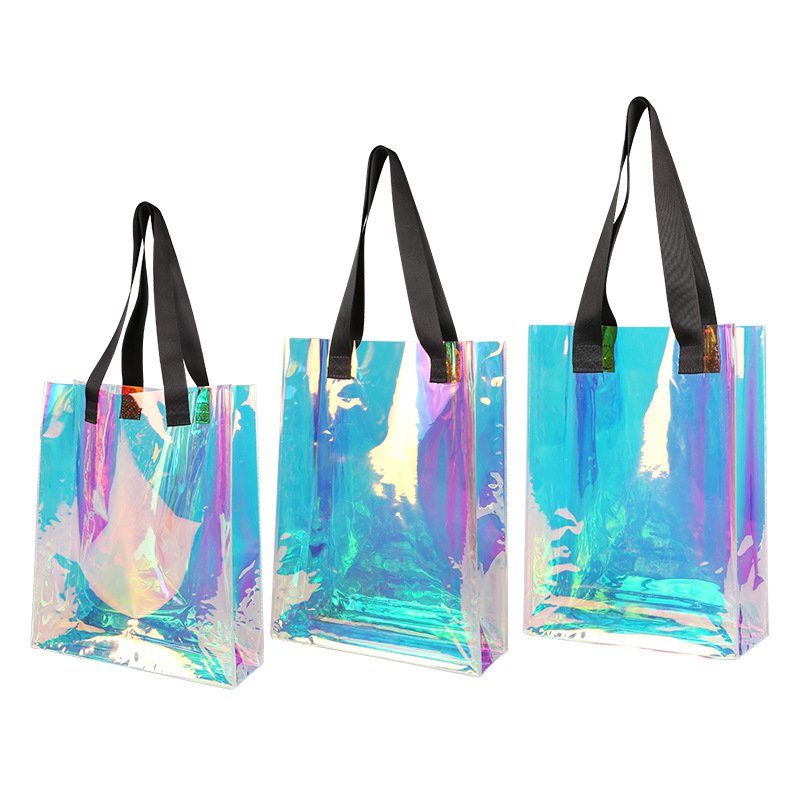 Wholesale Custom Women Clear Tote Bag Waterproof PVC Transparent Jelly Bag Shopper Fashion Shoulder Shopping plastic bag