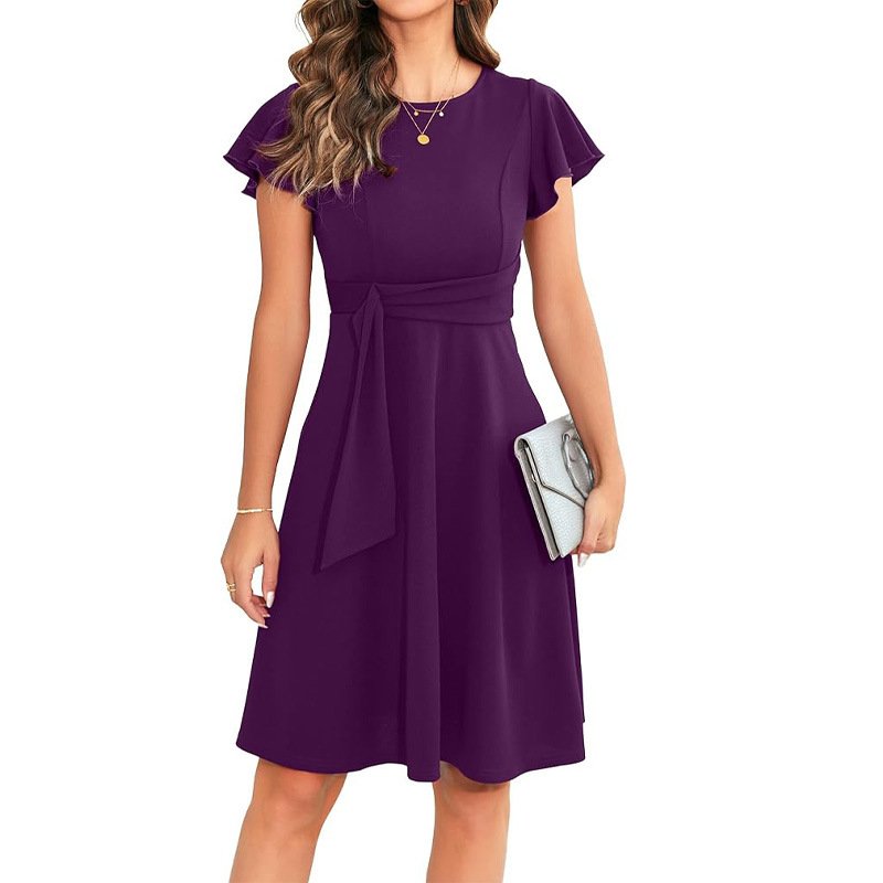 Autumn Vintage Modest Fashion Bandage Dresses Elegant Casual Halter Formal Party Tight Dye Solid Dress Women
