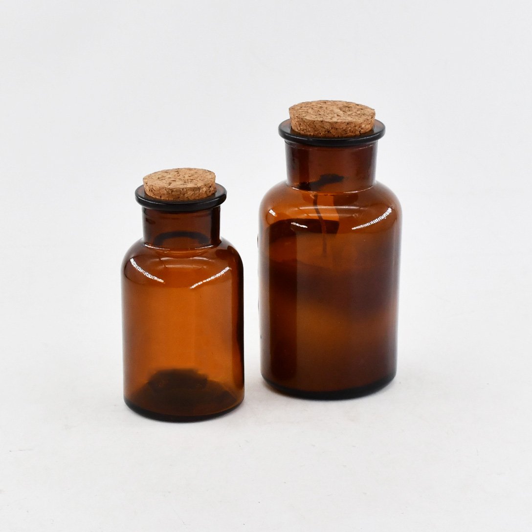 Apothecary Jar 30ml 50ml Amber Glass Laboratory Pharmacy Apothecary Jar Reagent Bottle With Glass Stopper