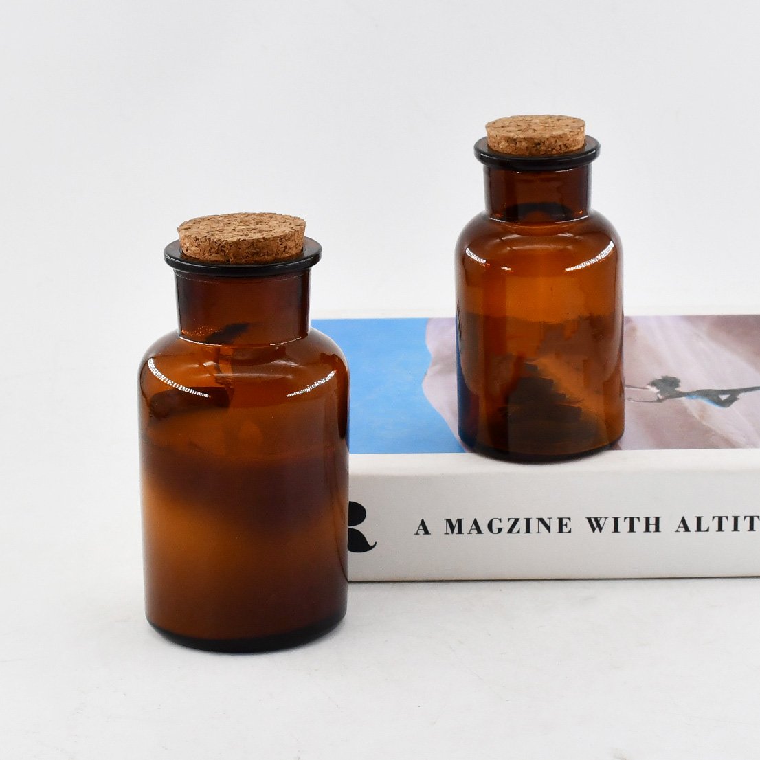 Apothecary Jar 30ml 50ml Amber Glass Laboratory Pharmacy Apothecary Jar Reagent Bottle With Glass Stopper