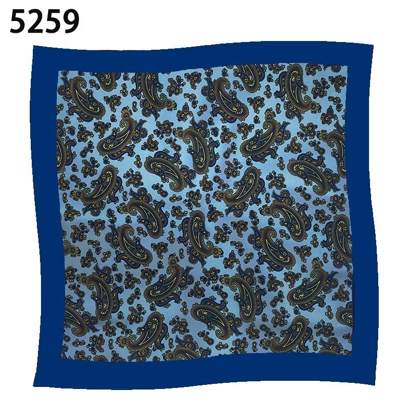 Wholesale high quality handkerchiefs production line pocket square 2024 stock silk polyester printing paisley fancy handkerchief