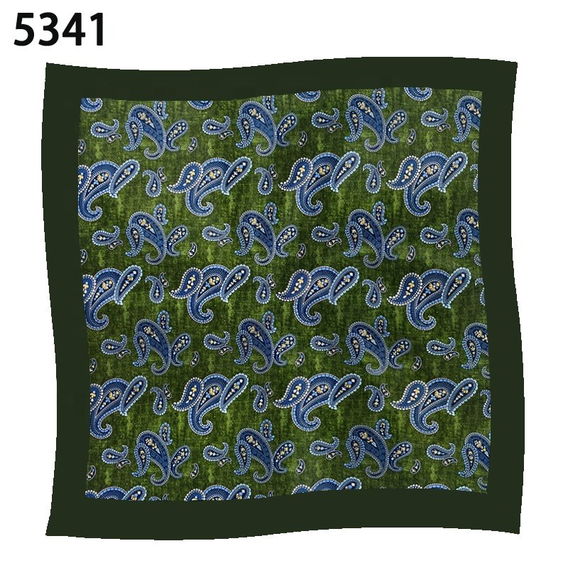 Wholesale high quality handkerchiefs production line pocket square 2024 stock silk polyester printing paisley fancy handkerchief