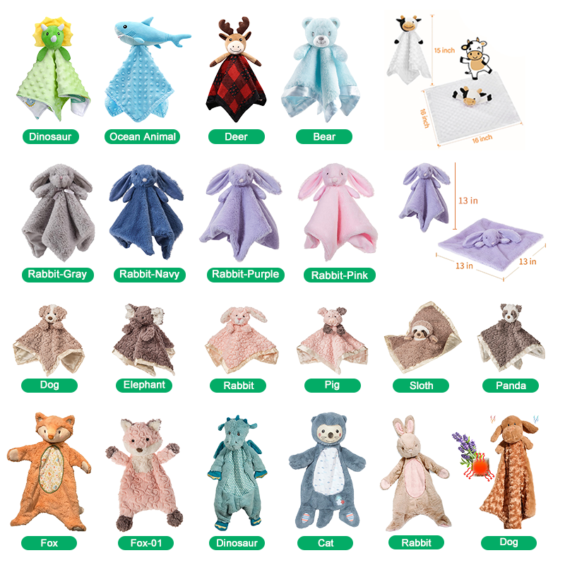 Custom New Arrival Soft Comfortable Baby Security BlanketDoll Baby Soothe Doudou Comforter Newborn Towel Bunny Baby Comforters