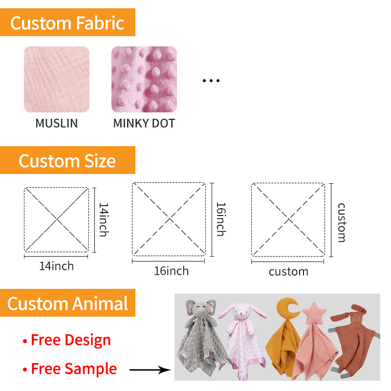 Custom New Arrival Soft Comfortable Baby Security BlanketDoll Baby Soothe Doudou Comforter Newborn Towel Bunny Baby Comforters