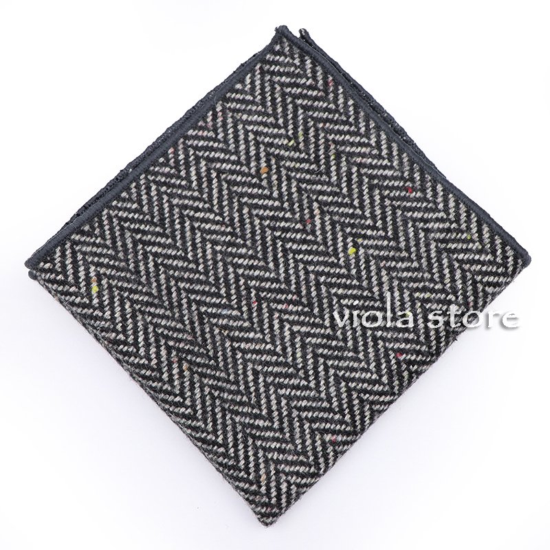 Classic Plaid Striped Soft 50%Wool Cashmere Pocket Square 24cm Men Suit Hanky Party Handkerchief Tuxedo Tie Matching Winter Gift