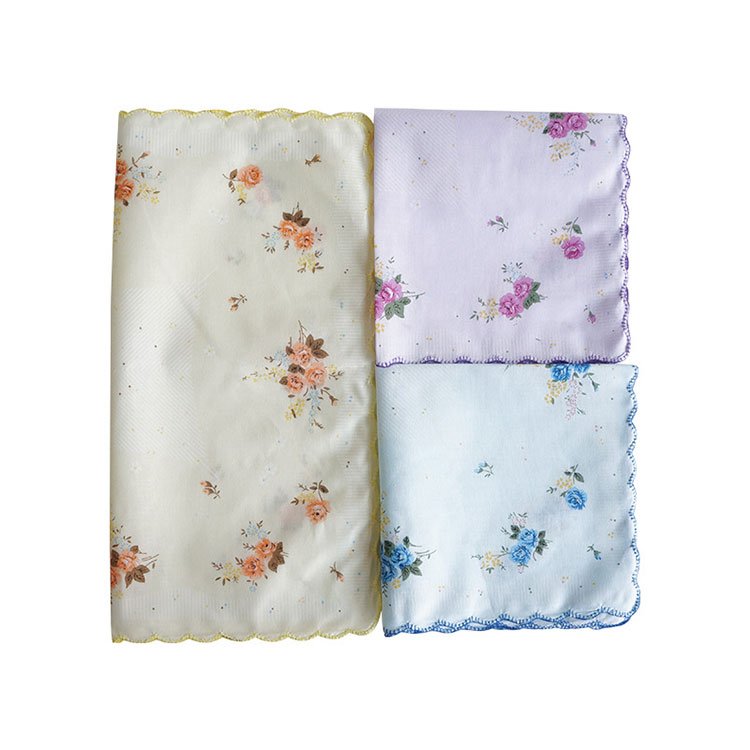 30x30cm Soft Fashion Women Ethnic Floral Printed Square Scarf Cotton Handkerchief