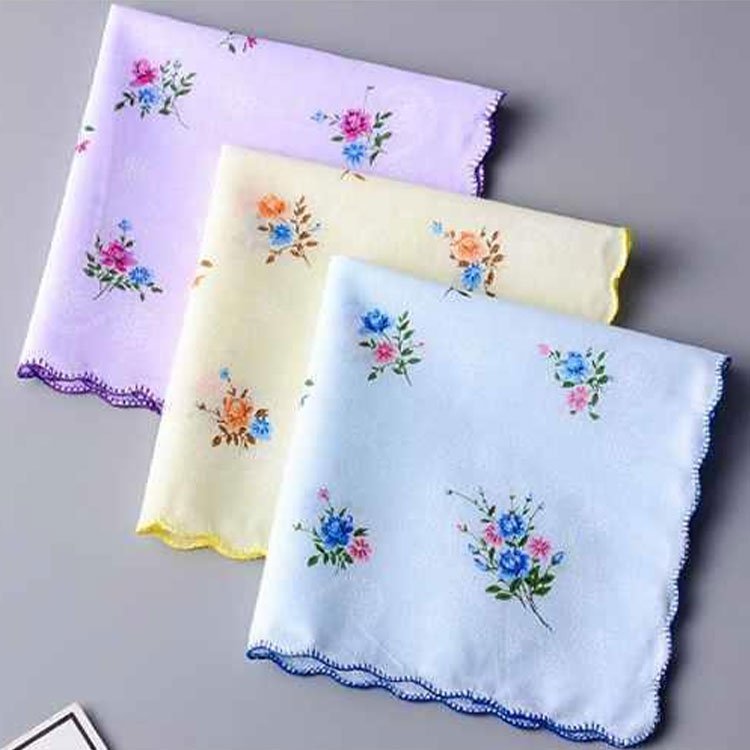 30x30cm Soft Fashion Women Ethnic Floral Printed Square Scarf Cotton Handkerchief