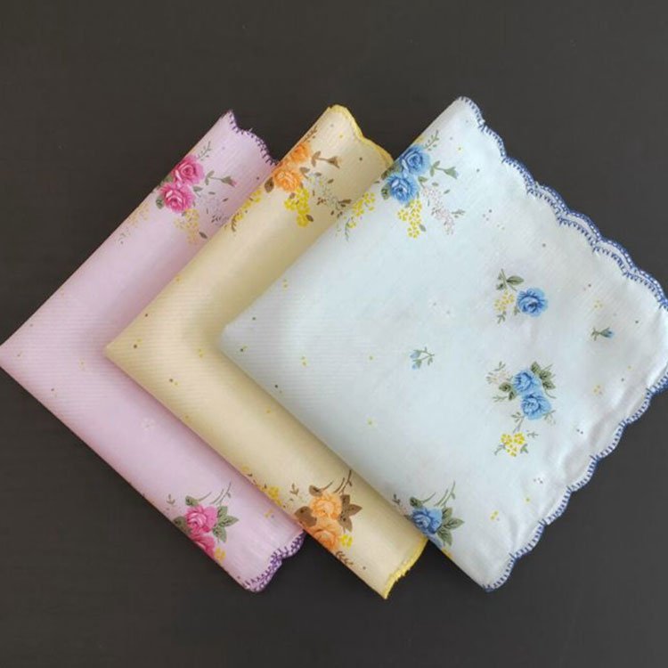 30x30cm Soft Fashion Women Ethnic Floral Printed Square Scarf Cotton Handkerchief
