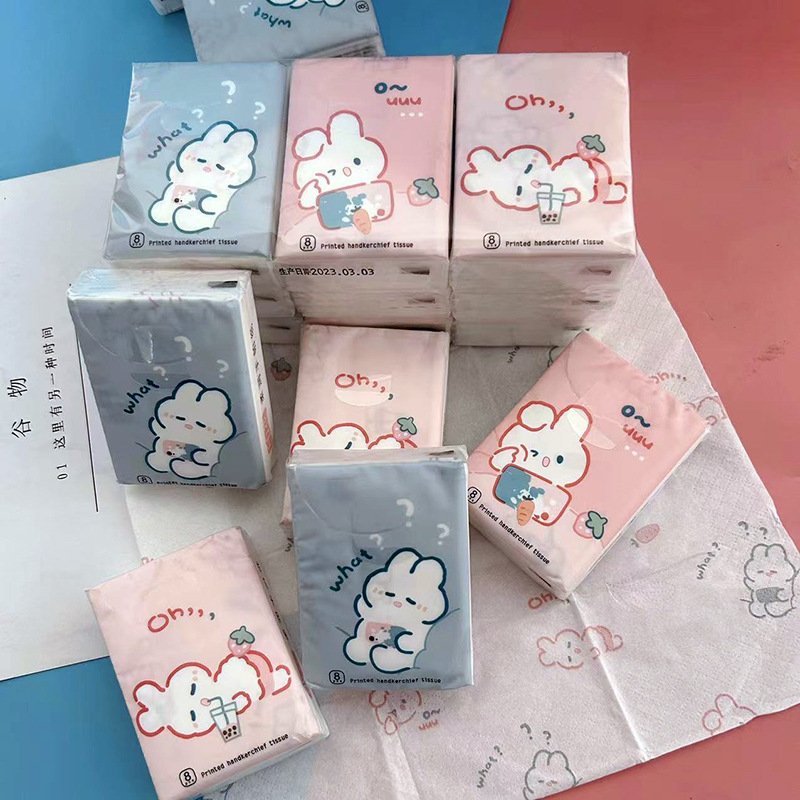 FSC Mini Facial Tissues Lovely Cartoon Printed Pocket Tissues 9 Pcs Pack Cute Paper Handkerchief Cleansing Tissue