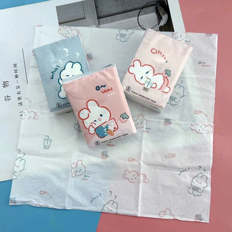 FSC Mini Facial Tissues Lovely Cartoon Printed Pocket Tissues 9 Pcs Pack Cute Paper Handkerchief Cleansing Tissue