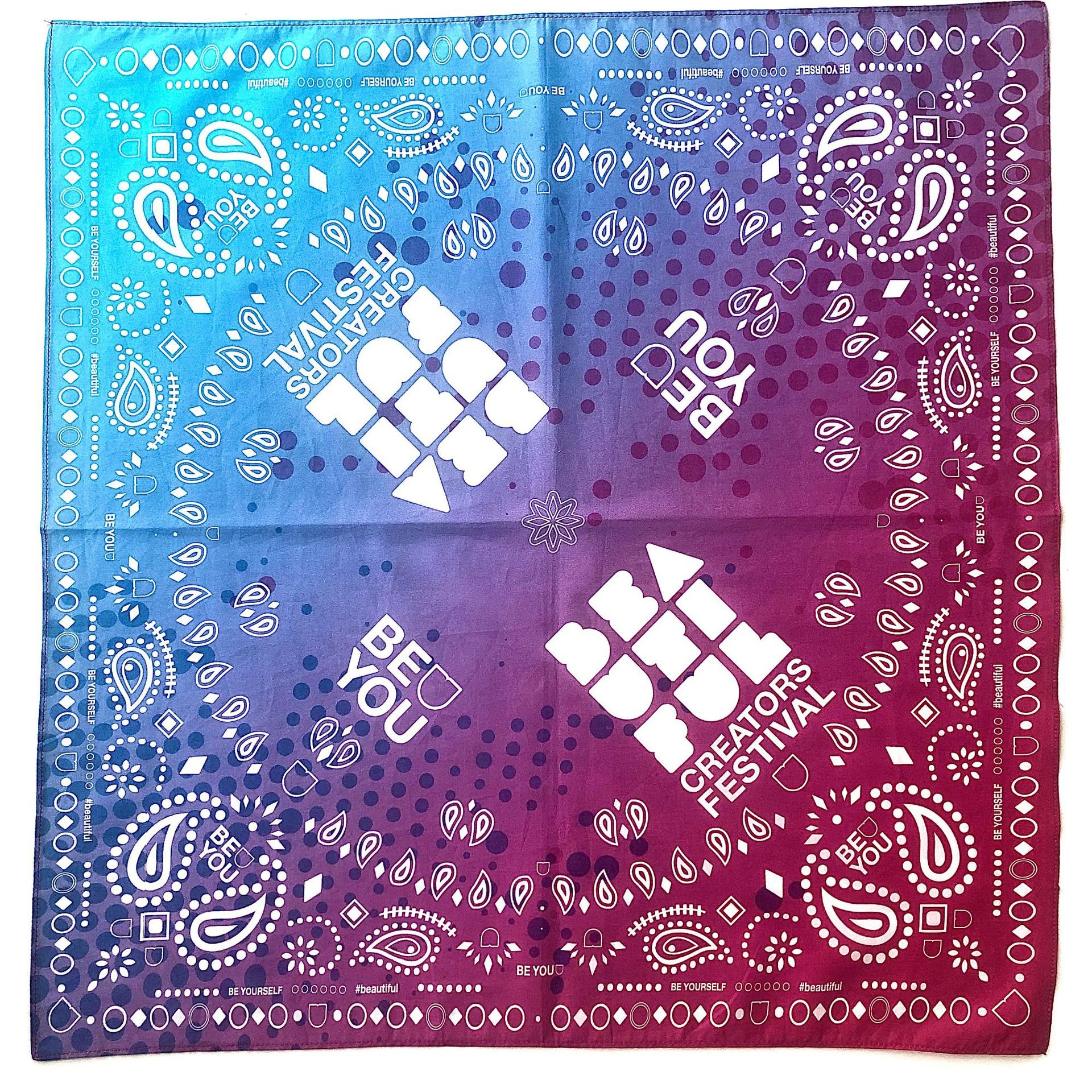 Custom Logo Print Promotional Cotton Polyester Handkerchief 100% Cotton Bandana