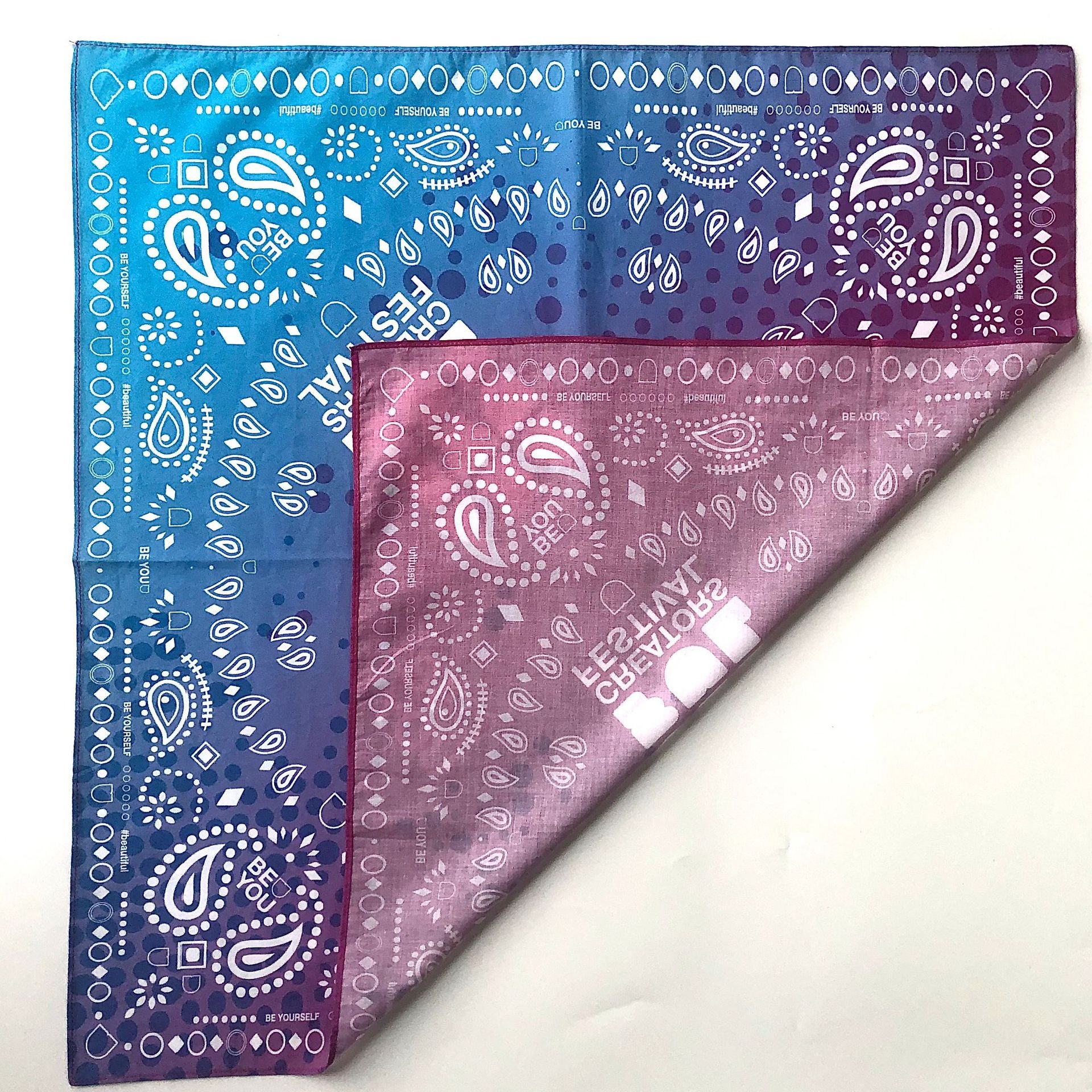 Custom Logo Print Promotional Cotton Polyester Handkerchief 100% Cotton Bandana
