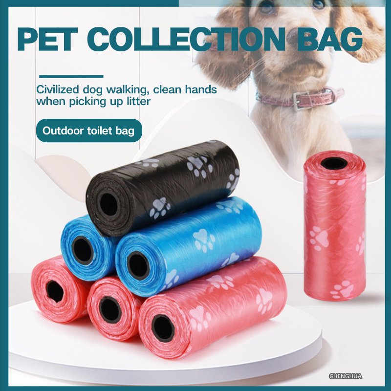 Wholesale custom pet poop packaging bag disposable various color bio degradable flat garbage pet poop bag