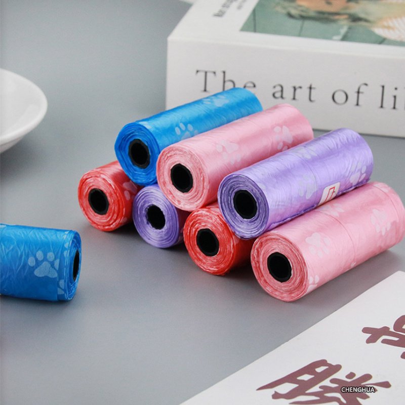 Wholesale custom pet poop packaging bag disposable various color bio degradable flat garbage pet poop bag