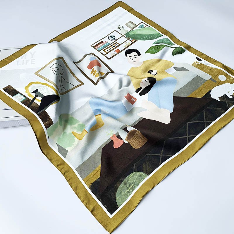 Silk custom heavy silk scarf to figure custom cotton handkerchief towel