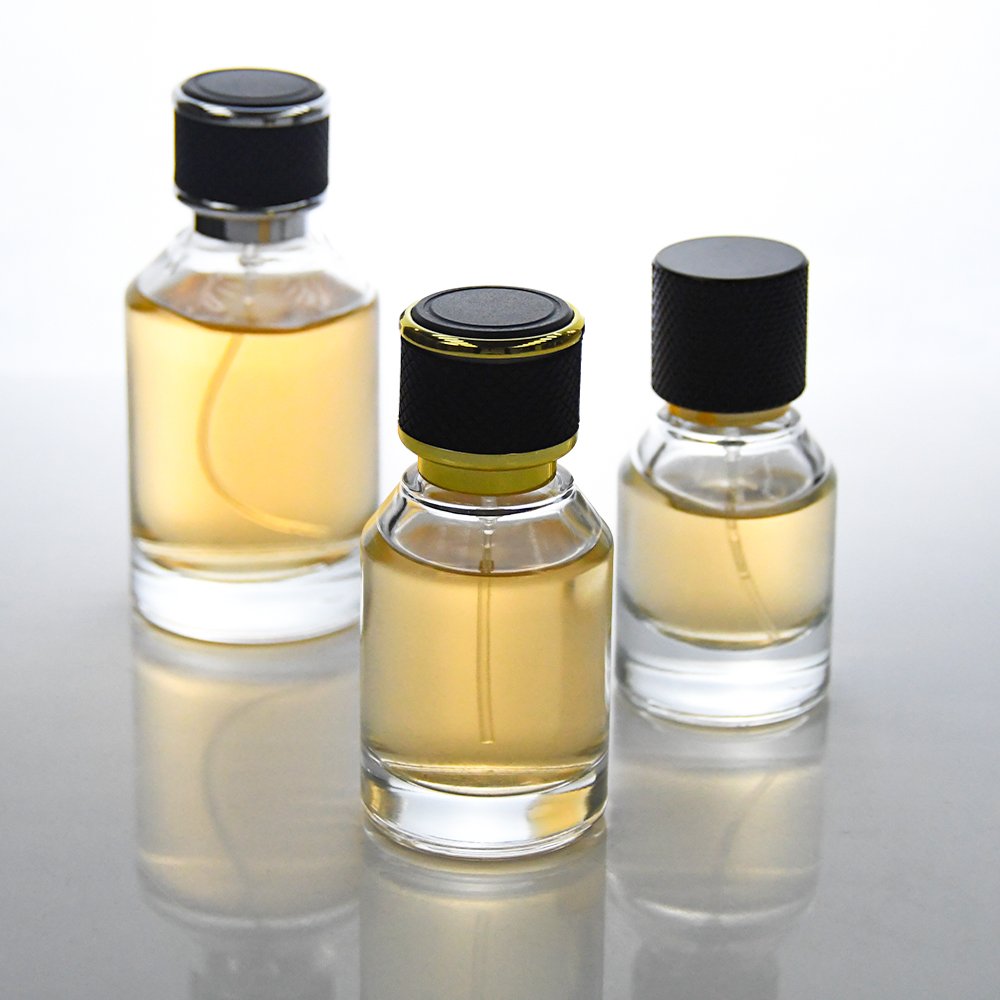 Luxury Glossy Wholesale 30ml 50ml 100ml Clear Rectangle Cuboid Glass Perfume Bottles With Plastic T-shaped Caps