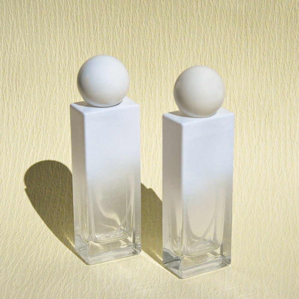Luxury Glossy Wholesale 30ml 50ml 100ml Clear Rectangle Cuboid Glass Perfume Bottles With Plastic T-shaped Caps