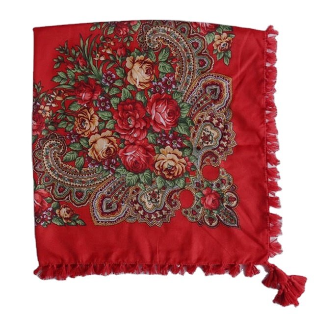 Wholesale 100% organic cotton custom printed scarf Scarves cotton scarf for women handmade square bandana hijab handmade
