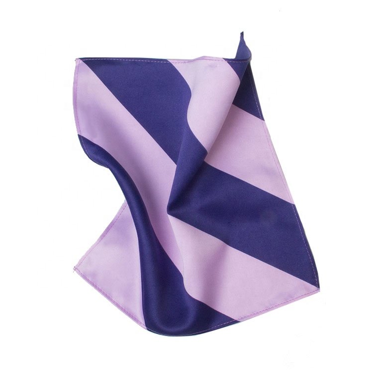 Custom 100%Polyester Handkerchiefs Factory Manufacture Suit AccessoriesPolyester stripe Pocket Square Handkerchiefs