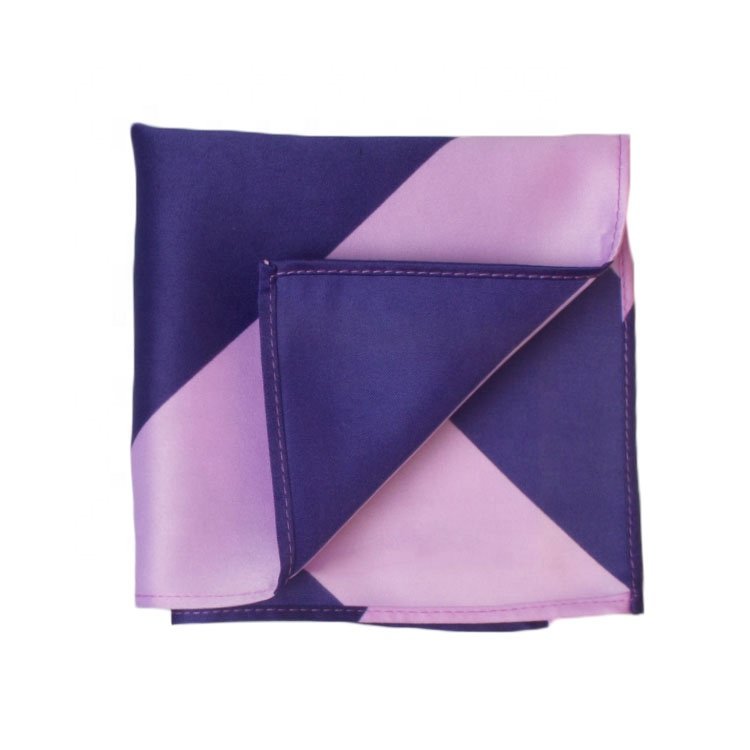 Custom 100%Polyester Handkerchiefs Factory Manufacture Suit AccessoriesPolyester stripe Pocket Square Handkerchiefs