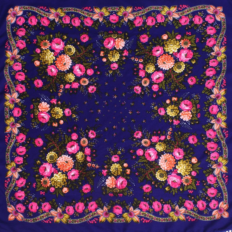 Russian Shawls Headscarf Women's Poncho Square Scarf Female Wrap Fringed Hijabs Muslim Islamic Scarves Large Handkerchief