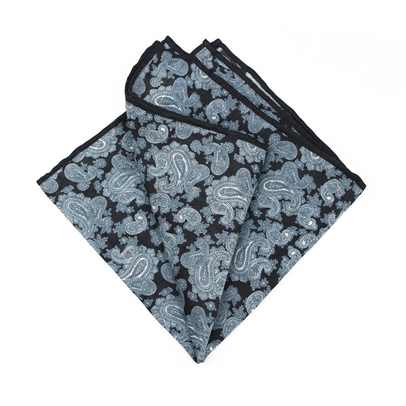 Paisley Mens Pocket Square Linen Small Square Handkerchief Custom Own Logo Pattern Hanky
