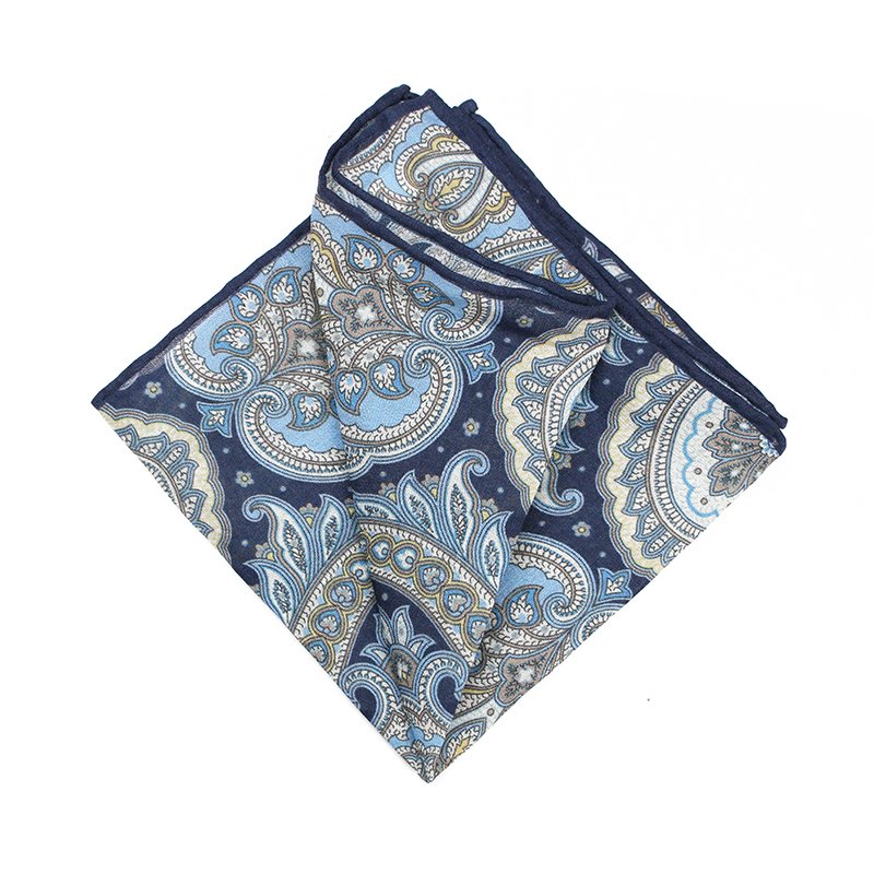 Paisley Mens Pocket Square Linen Small Square Handkerchief Custom Own Logo Pattern Hanky