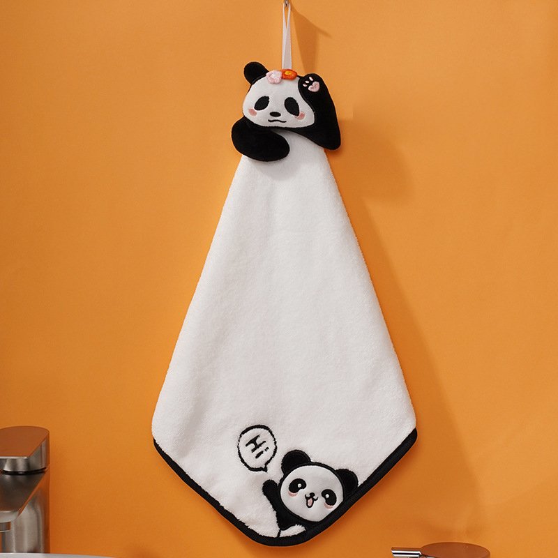 Cartoon Three-dimensional Cute Hand Towel Hung Coral Velvet Embroidery Absorbent Handkerchief Kitchen Children's Small Towel