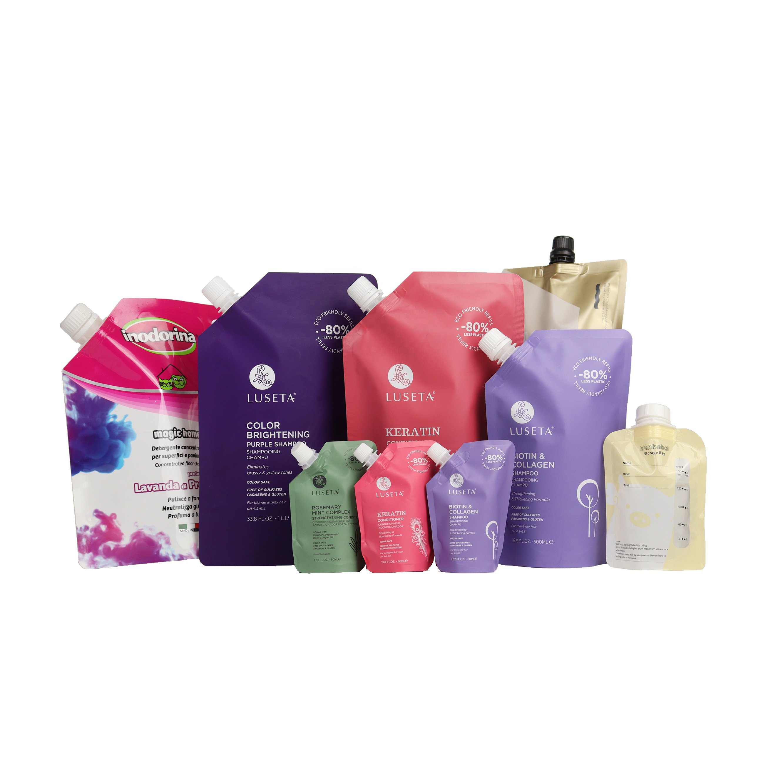 50ml 200ml 500ml Custom Printing Plastic Liquid Recyclable Spout Pouch Packaging Doypack Food Grade Drink Squeeze Bags Juice