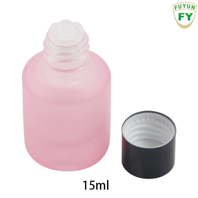 Fuyun Small quantity 15ml/30ml/60ml/125ml/200ml boston skincare use pink glass bottle with black cap