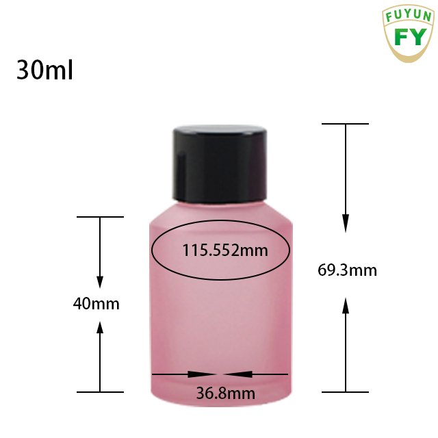 Fuyun Small quantity 15ml/30ml/60ml/125ml/200ml boston skincare use pink glass bottle with black cap