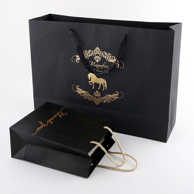 customized packaging for retail shop shopping luxury garment silver gift bag kraft paper bag
