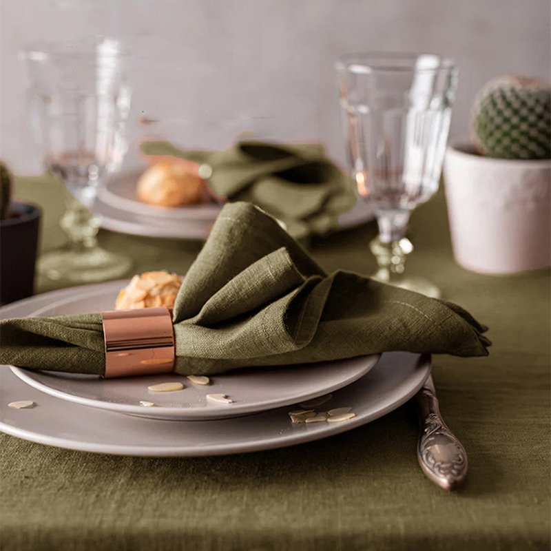 Olive Green Cloth Napkins Custom Cocktail Kitchen Dinner Christmas For Wedding Party Restaurant Cotton Linen Fabric Table Napkin
