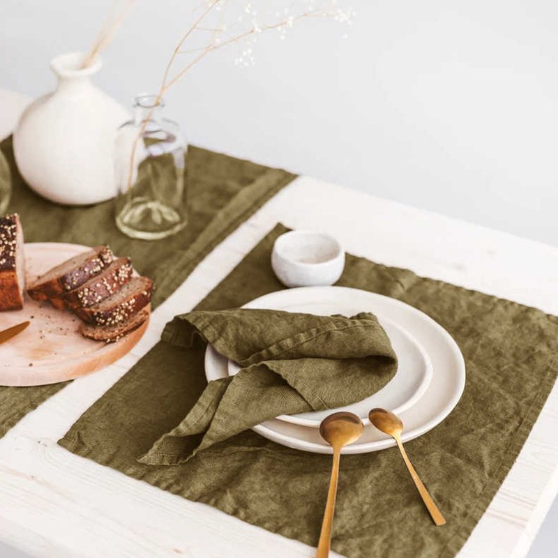 Olive Green Cloth Napkins Custom Cocktail Kitchen Dinner Christmas For Wedding Party Restaurant Cotton Linen Fabric Table Napkin