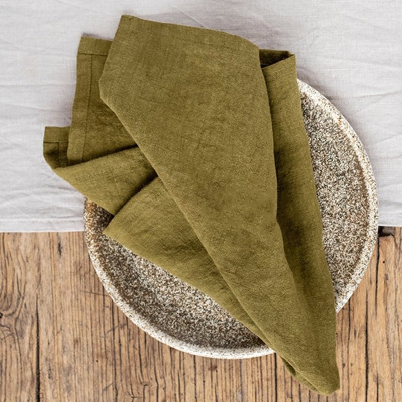 Olive Green Cloth Napkins Custom Cocktail Kitchen Dinner Christmas For Wedding Party Restaurant Cotton Linen Fabric Table Napkin