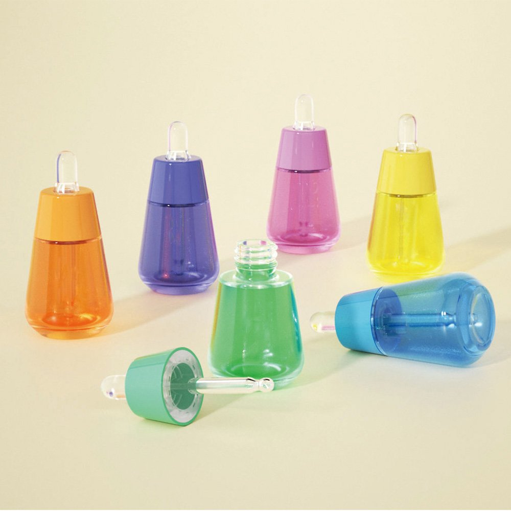 Cosmetic Packaging Fancy Essential Oil 35ml Round Clear Glass Dropper Bottles With Rose Gold Dropper
