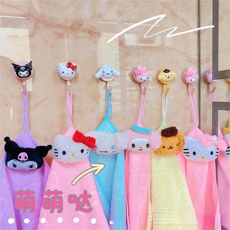 Sanrioed Melody Kuromi Kitty Soft Small Square Towel Hanging Hand Towel Pochacco Kitchen Bathroom Household Handkerchief Towel