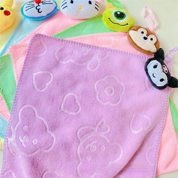 Sanrioed Melody Kuromi Kitty Soft Small Square Towel Hanging Hand Towel Pochacco Kitchen Bathroom Household Handkerchief Towel