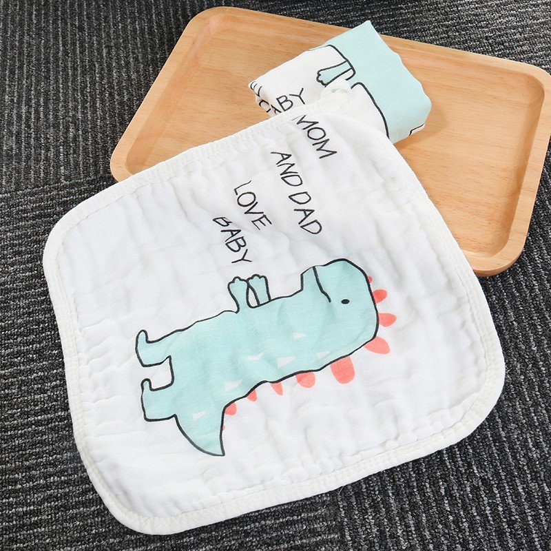 Organic 100% Cotton Extra Soft embroidery Baby Wash Cloth Towel with Loop Gauze Handkerchief