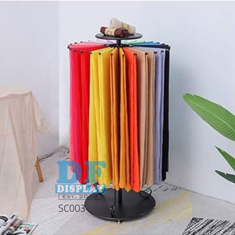SC003 Custom Retail Store Women Hijab Scarf Store Metal Silk Scarf Holder Display Hanger Rack