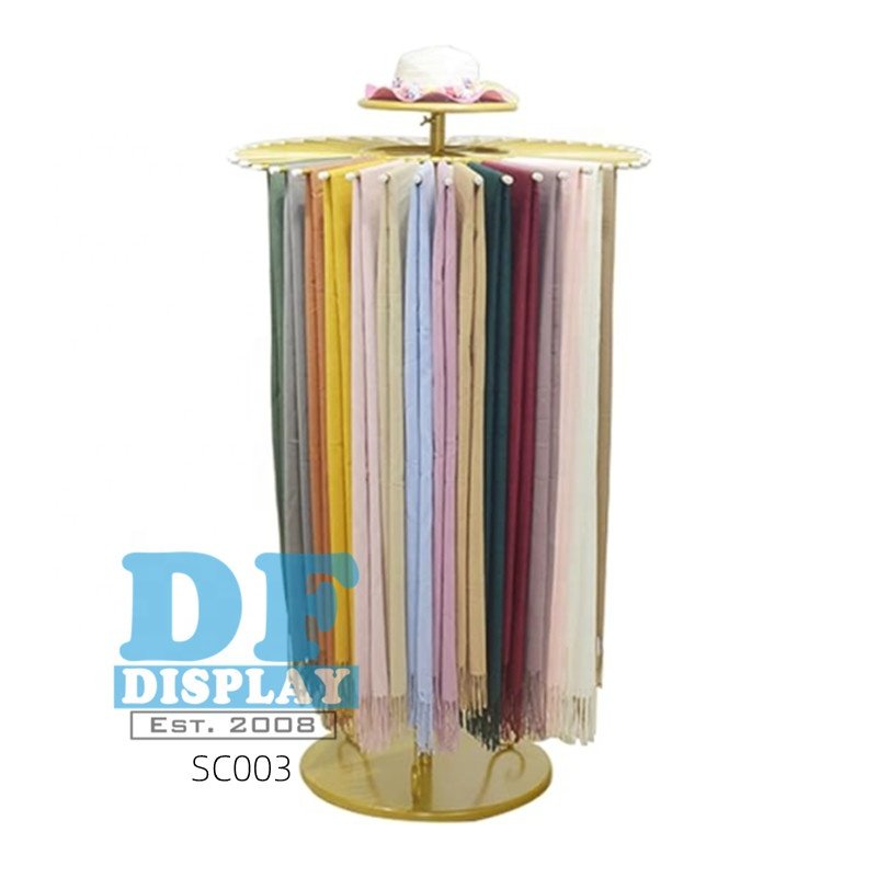 SC003 Custom Retail Store Women Hijab Scarf Store Metal Silk Scarf Holder Display Hanger Rack