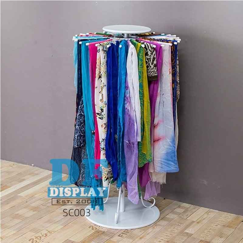 SC003 Custom Retail Store Women Hijab Scarf Store Metal Silk Scarf Holder Display Hanger Rack