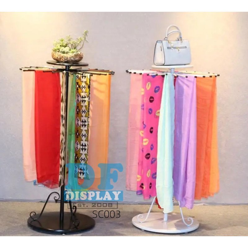 SC003 Custom Retail Store Women Hijab Scarf Store Metal Silk Scarf Holder Display Hanger Rack