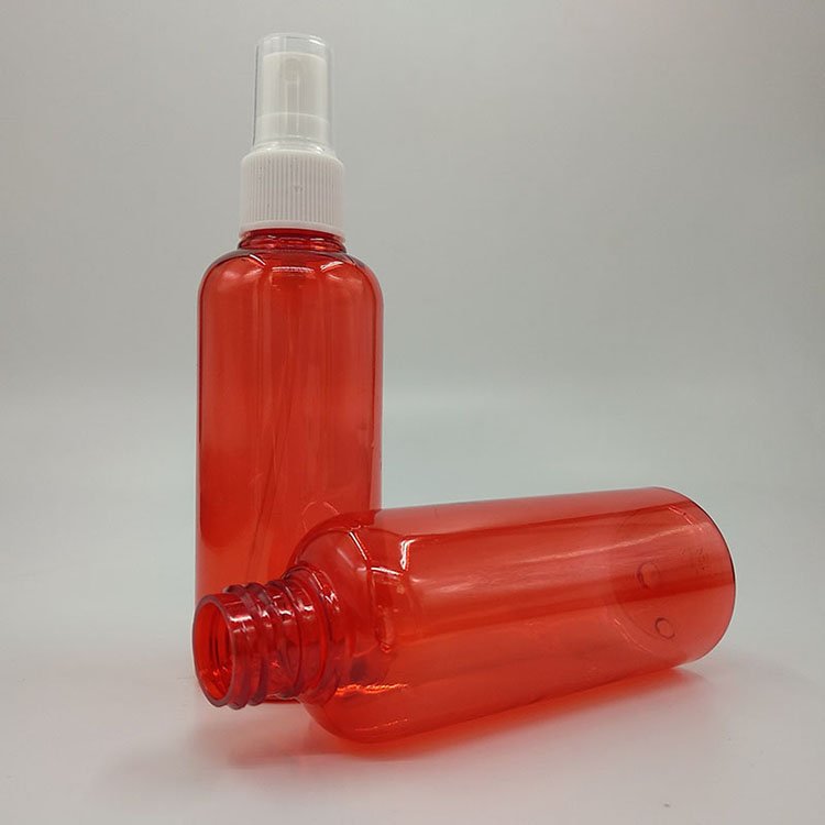 100ml Transparent Red Mini Plastic Bottle With White Spray Liquid Containers 4 Ounce