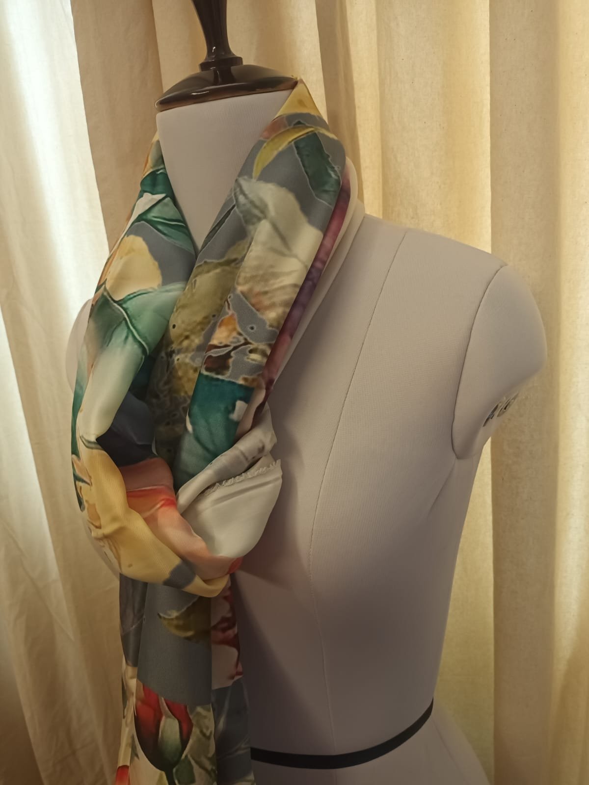 2022 Women's Camellia Floral Print Satin Silk Scarf Lightweight Long Shawl for Spring & Summer for Sunscreen Wraps in India