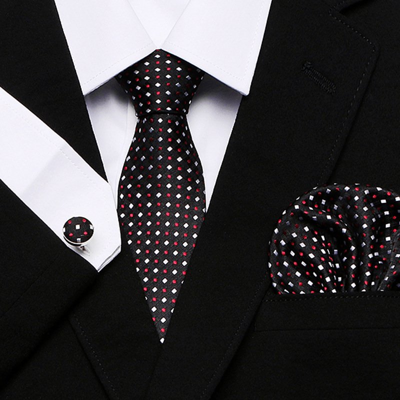 Fashion Neckties with Pocket Square Casual Dot Men Ties and Hanky Set Party Men Bow Tie Set Handkerchief Set