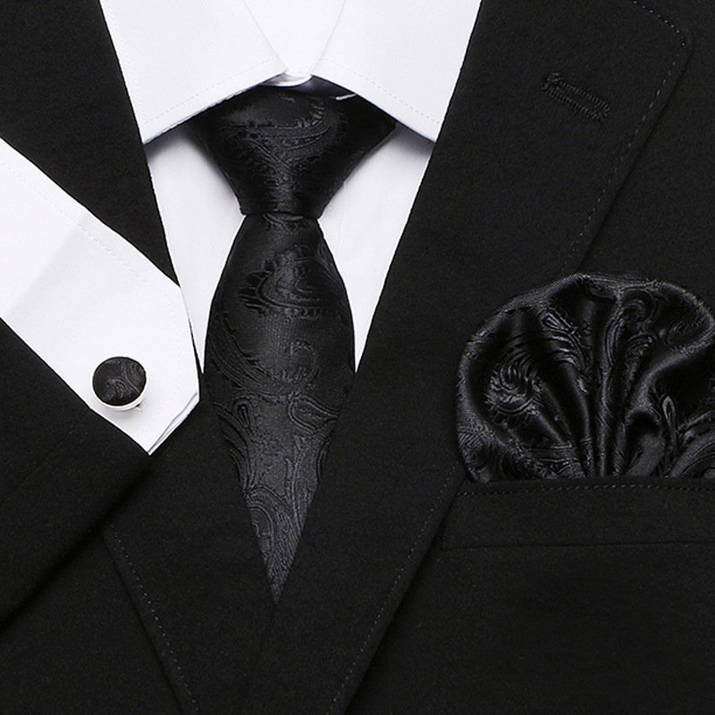 Fashion Neckties with Pocket Square Casual Dot Men Ties and Hanky Set Party Men Bow Tie Set Handkerchief Set