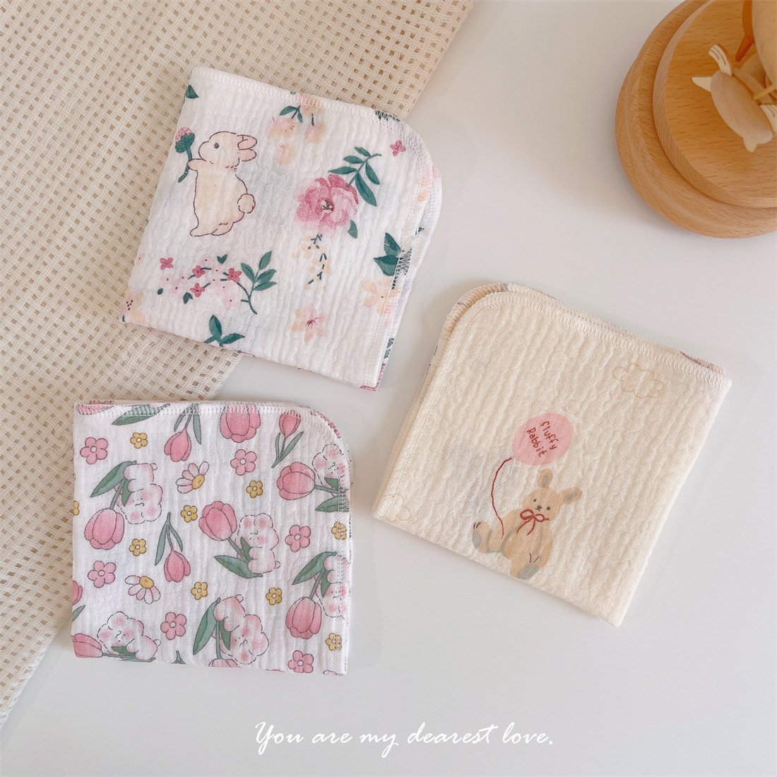 Print Baby Drool Bibs 26*26cm 100% Cotton Gauze Towels Infant Burp Cloths Children's Handkerchiefs Soft Washcloths Newborn Towel