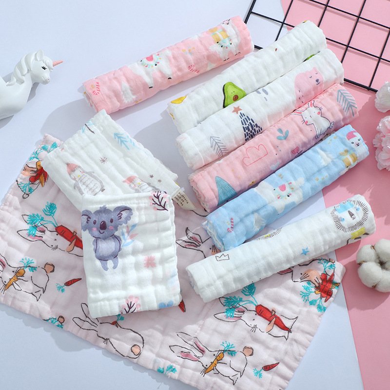 Baby 6 Layers Soft Muslin Cotton Soft Newborn Towel Washcloth Multi Functional Handkerchief Face Towel